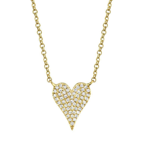 Shy Creation Jewelry - Kate 14K Yellow Gold 0.11 ct Diamond Pavé Small Heart Necklace | Manfredi Jewels