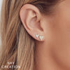 Shy Creation Jewelry - Kate 14K Yellow Gold Diamond Pave Heart Stud Earrings | Manfredi Jewels