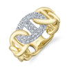 Shy Creation Jewelry - Kate 14K Yellow Gold Diamond Pave Link Ring | Manfredi Jewels