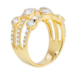 Shy Creation Jewelry - Kate 14K Yellow Gold 1.58 ct 3 Row Round Cut Diamond Ring | Manfredi Jewels