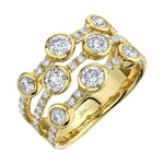 Shy Creation Jewelry - Kate 14K Yellow Gold 1.58 ct 3 Row Round Cut Diamond Ring | Manfredi Jewels