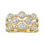 Shy Creation Jewelry - Kate 14K Yellow Gold 1.58 ct 3 Row Round Cut Diamond Ring | Manfredi Jewels