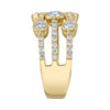 Shy Creation Jewelry - Kate 14K Yellow Gold 1.58 ct 3 Row Round Cut Diamond Ring | Manfredi Jewels