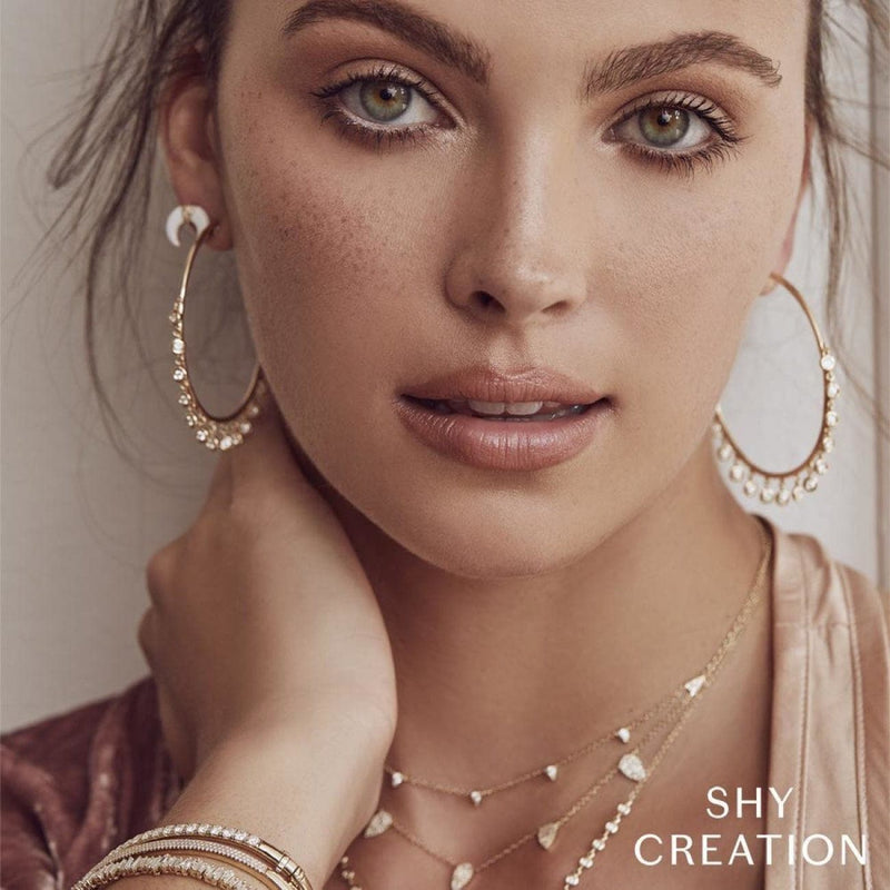 Shy Creation Jewelry - Kate 14K Yellow Gold Diamond Shaker Hoop Earrings | Manfredi Jewels