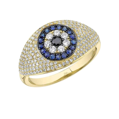 Shy Creation Jewelry - Kate 14K Yellow Gold Diamonds and Sapphires Eye Ring | Manfredi Jewels