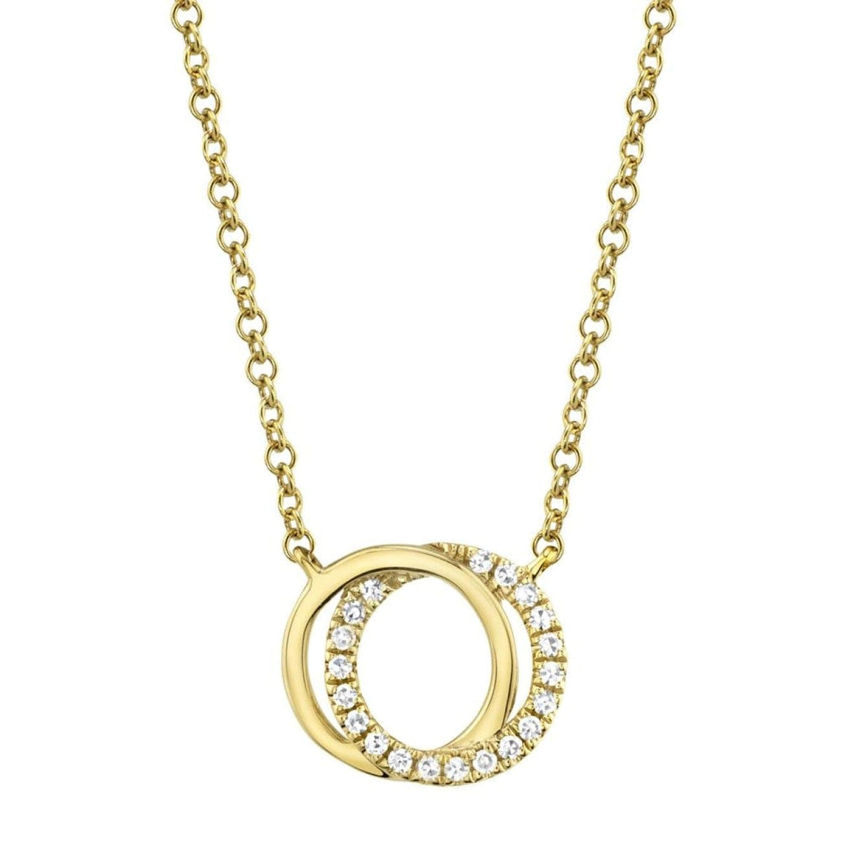 Shy Creation Jewelry - 14K Yellow Gold & Diamond Love Knot Circle Necklace | Manfredi Jewels