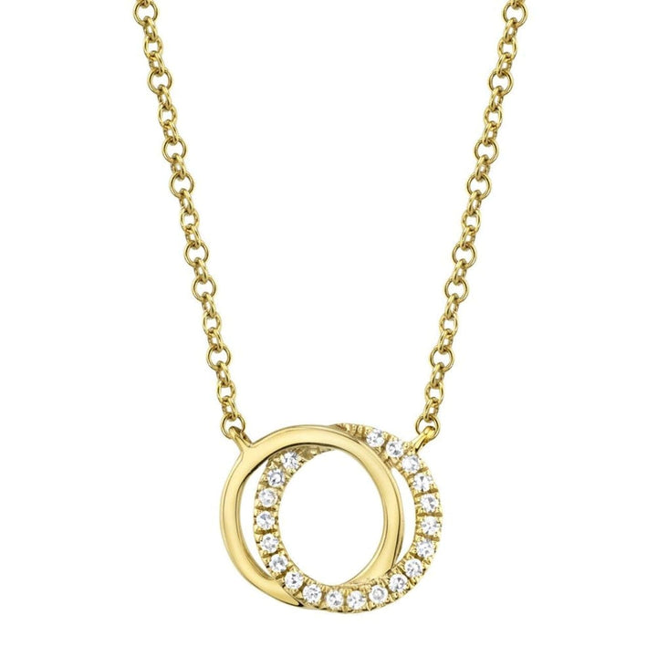 Shy Creation Jewelry - 14K Yellow Gold & Diamond Love Knot Circle Necklace | Manfredi Jewels