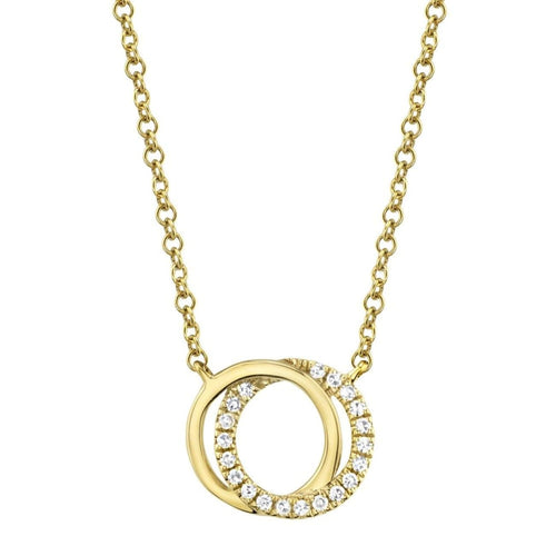Shy Creation Jewelry - Love Knot Circle 14K Yellow Gold Diamond Necklace | Manfredi Jewels
