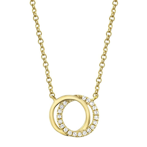 Love Knot Circle 14K Yellow Gold Diamond Necklace
