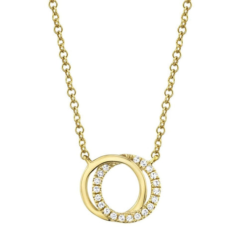 14K Yellow Gold & Diamond Love Knot Circle Necklace