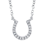 Shy Creation Jewelry - Oakley Diamond Horseshoe Pendant 14K White Gold 0.06Ct Necklace | Manfredi Jewels