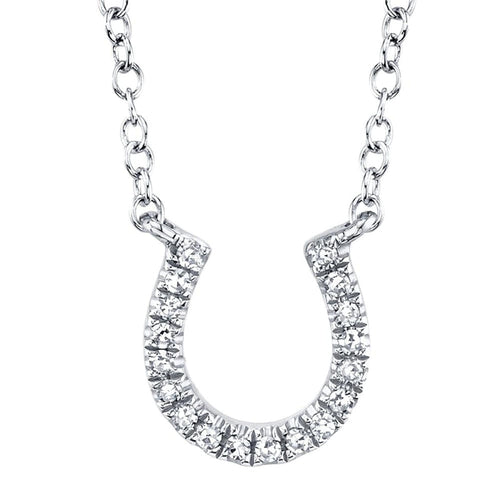 Shy Creation Jewelry - Oakley Diamond Horseshoe Pendant 14K White Gold 0.06Ct Necklace | Manfredi Jewels