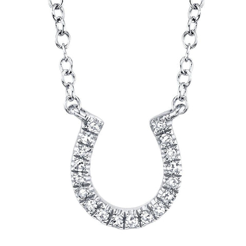 Oakley Diamond Horseshoe Pendant 14K White Gold 0.06Ct Necklace