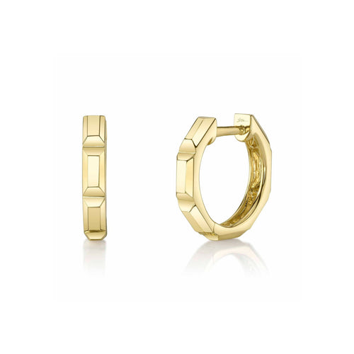 Shy Creation Jewelry - Octagon 14K Yellow Gold Geo Gut Huggies Hoop Earrings | Manfredi Jewels