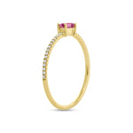 Shy Creation Jewelry - Pink Sapphire 14K Yellow Gold 0.08Ct Diamond & 0.17Ct Ring | Manfredi Jewels