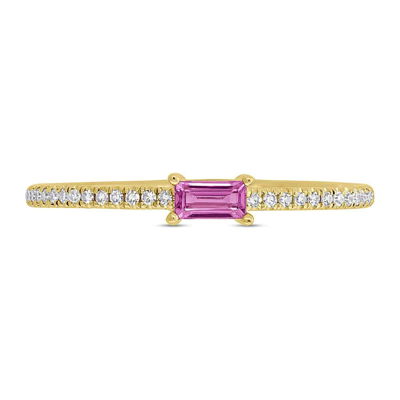 Shy Creation Jewelry - Pink Sapphire 14K Yellow Gold 0.08Ct Diamond & 0.17Ct Ring | Manfredi Jewels