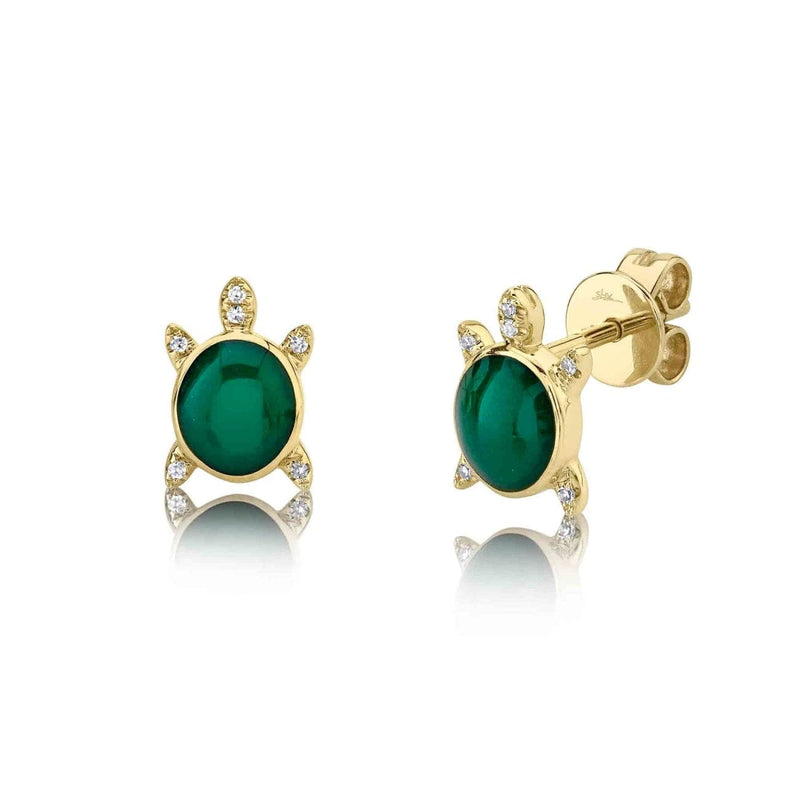 Shy Creation Jewelry - Turtle 14Kt Yellow Gold 0.03Ct Stud Earrings | Manfredi Jewels