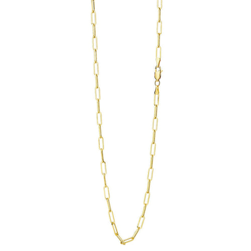 Syna Jewelry - 18k Yellow Gold Medium Solid Paper Clip Link Chain | Manfredi Jewels