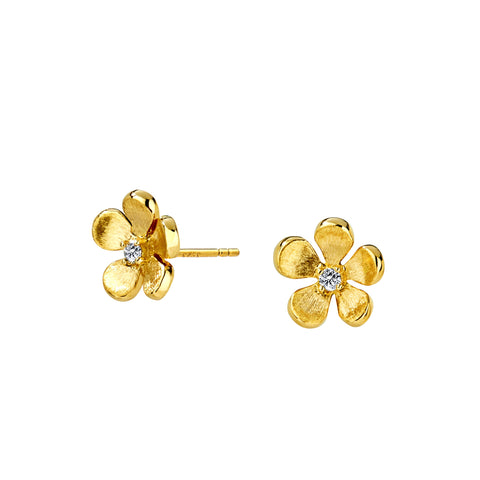 SYNA 18KT YELLOW GOLD FLOWER EARRINGS