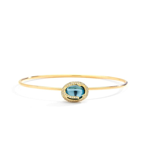 Syna Jewelry - Blue Topaz Cobblestone 18Kt Yellow Gold Bangle Bracelet | Manfredi Jewels