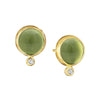 Syna Jewelry - Candy 18K Yellow Gold Peridot Diamond Studs Earrings | Manfredi Jewels