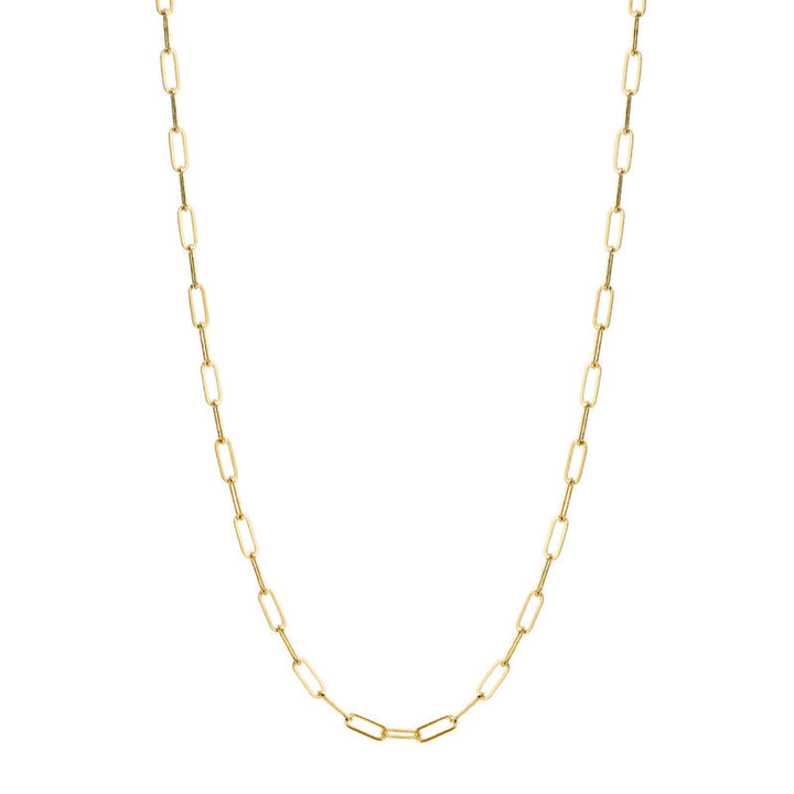 Syna Jewelry - Chain 18K Yellow Gold Solid Thin Paper Clip Necklace | Manfredi Jewels