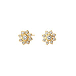 Syna Jewelry - Cosmic 18K Yellow Gold Diamond Flower Studs | Manfredi Jewels