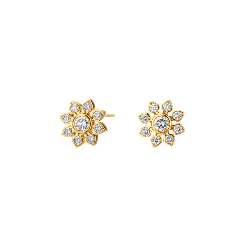 Syna Jewelry - Cosmic 18K Yellow Gold Diamond Flower Studs | Manfredi Jewels