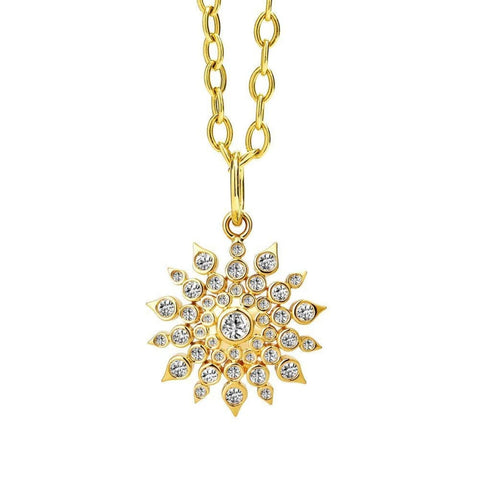 Cosmic 18K Yellow Gold Diamond Starburst Pendant