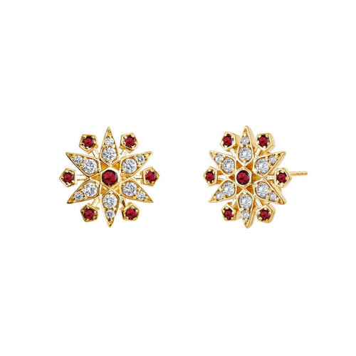 Syna Jewelry - Cosmic 18K Yellow Gold Small Starburst Studs Earrings | Manfredi Jewels