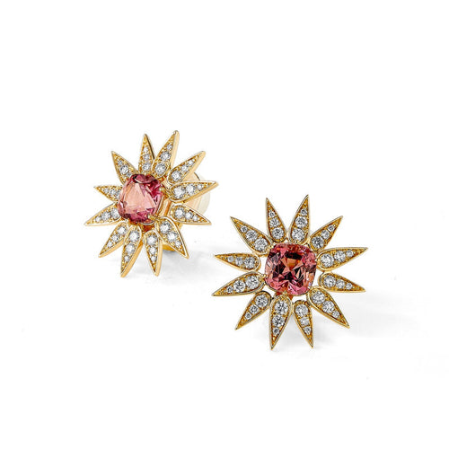 Syna Jewelry - Cosmic 18K Yellow Gold Starburst Clip Back Earrings | Manfredi Jewels
