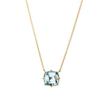 Syna Jewelry - Geometrix 18K Yellow Gold Blue Topaz Cushion Necklace | Manfredi Jewels