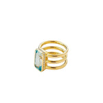 Syna Jewelry - Geometrix 18K Yellow Gold Blue Topaz Diamond Ring | Manfredi Jewels