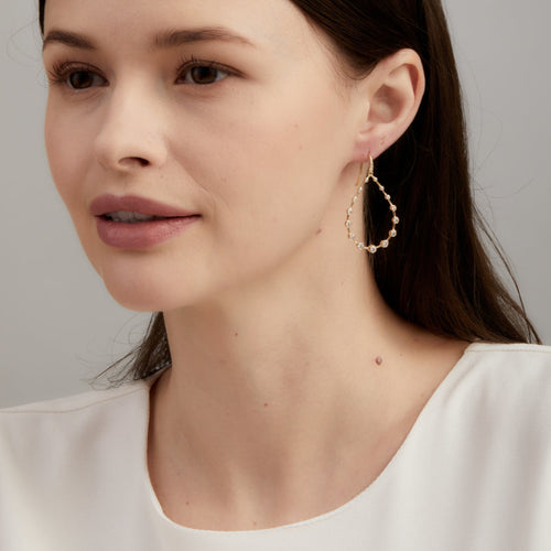 Syna Jewelry - Geometrix 18K Yellow Gold Large Hex Diamond Oval Earrings | Manfredi Jewels