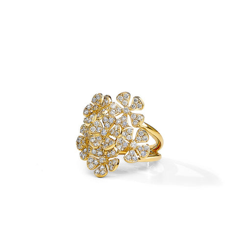 Syna Jewelry - Jardin 18K Yellow Gold Diamond Flower Bunch Ring | Manfredi Jewels