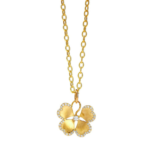 Syna Jewelry - Jardin 18K Yellow Gold Satin Flower Pendant | Manfredi Jewels