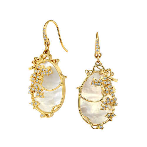 Syna Jewelry - Jardin 18K Yellow Gold Vineyard Diamond Earrings | Manfredi Jewels