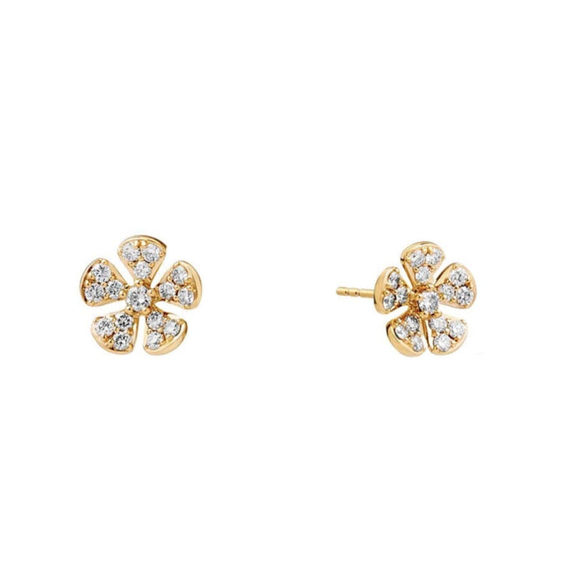 Syna Jewelry - Jardin Diamond Flower 18K Yellow Gold Studs | Manfredi Jewels