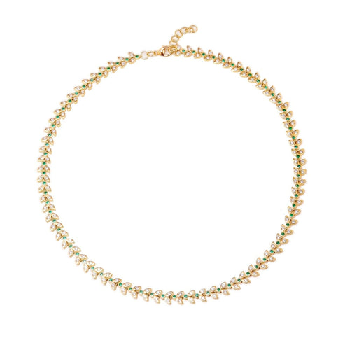 Syna Jewelry - Jardin Emerald And Diamond Vine 18K Yellow Gold Necklace | Manfredi Jewels