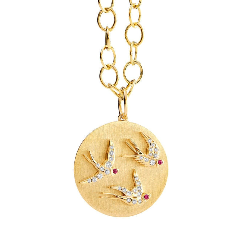 Syna Jewelry - Jardin Flying Swallows 18K Yellow Gold Pendant | Manfredi Jewels