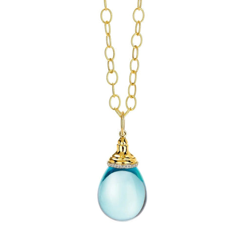 Syna Jewelry - Medium 35 Carat Mogul Drop 18K Yellow Gold Pendant And Chain | Manfredi Jewels