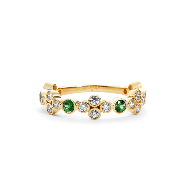 Syna Jewelry - Mogul 18K Yellow Gold Emeralds & Diamonds Band Ring | Manfredi Jewels