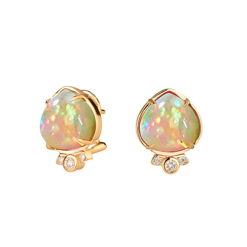Syna Jewelry - Mogul 18K Yellow Gold Flower Bud Diamond Earrings | Manfredi Jewels