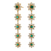 Syna Mogul 18k Yellow Gold Flower Emerald & Diamond Drop Earrings ...
