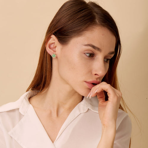Syna Jewelry - Mogul 18k Yellow Gold Hex Diamond Studs Earrings | Manfredi Jewels