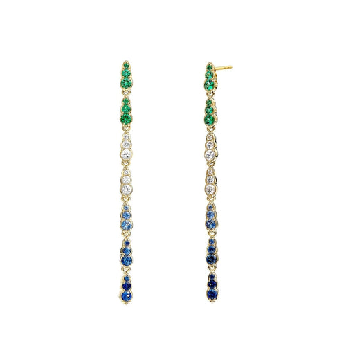 Syna Jewelry - Mogul 18K Yellow Gold Long Gemstone Earrings | Manfredi Jewels