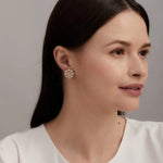 Syna Jewelry - Mogul 18K Yellow Gold Pearl & Diamond Studs Earrings | Manfredi Jewels