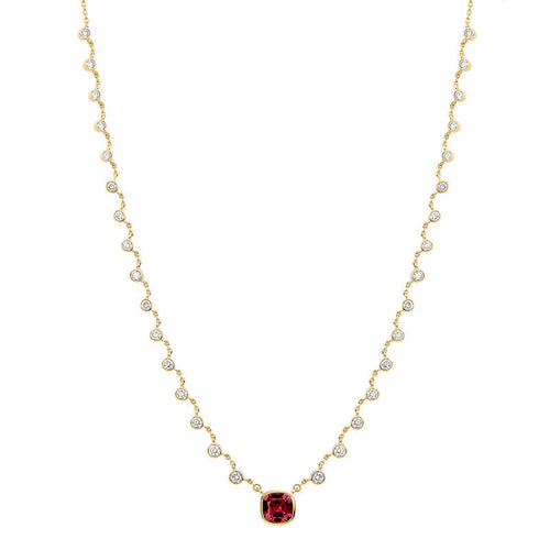 Syna Jewelry - Mogul 18K Yellow Gold Pink Tourmaline Diamond Necklace | Manfredi Jewels