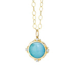 Syna Jewelry - Mogul 18K Yellow Gold Small Gemstone Diamond Pendant | Manfredi Jewels