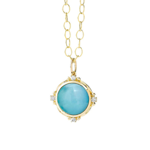 Syna Jewelry - Mogul 18K Yellow Gold Small Gemstone Diamond Pendant | Manfredi Jewels